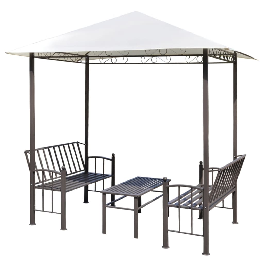 Chapiteau de jardin avec table et bancs 2,5x1,5x2,4 m Anthracite