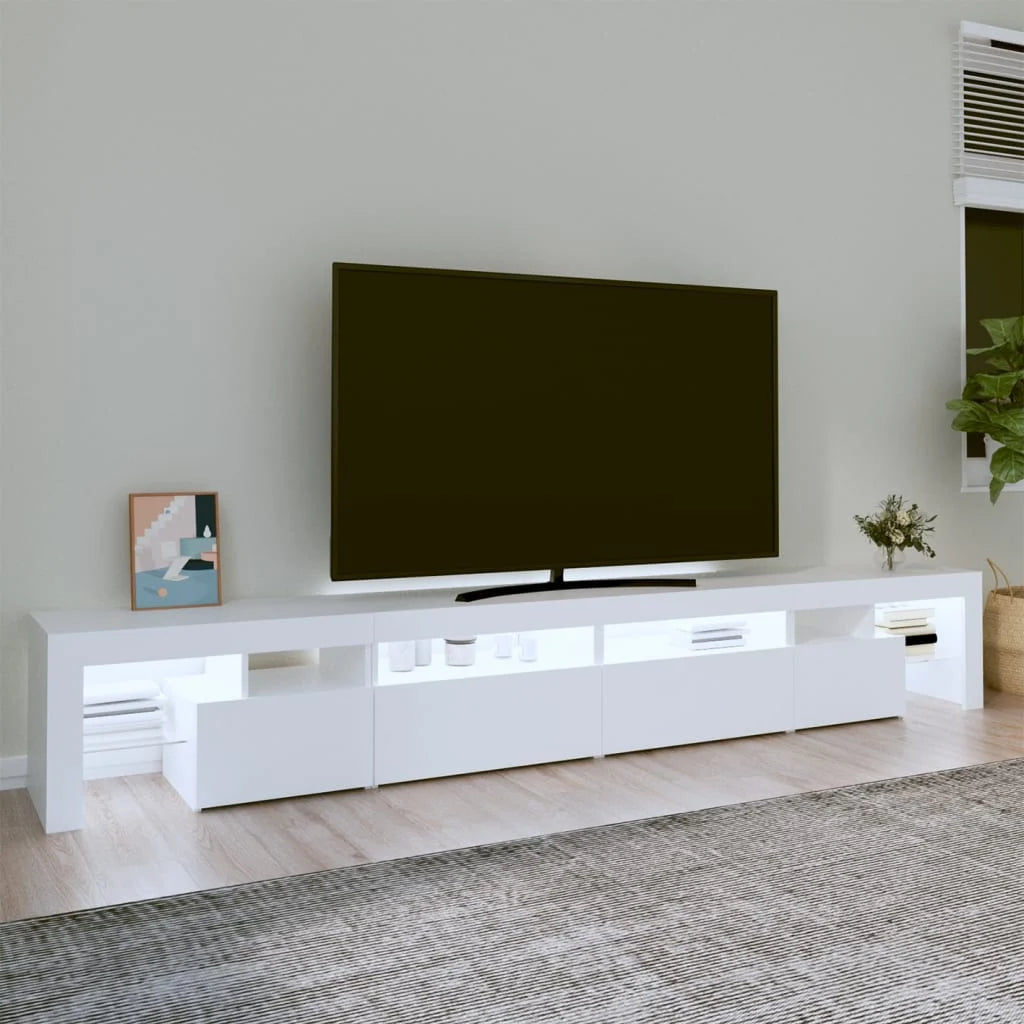 Meuble TV Moderne avec LED RVB – Finition Gris Béton