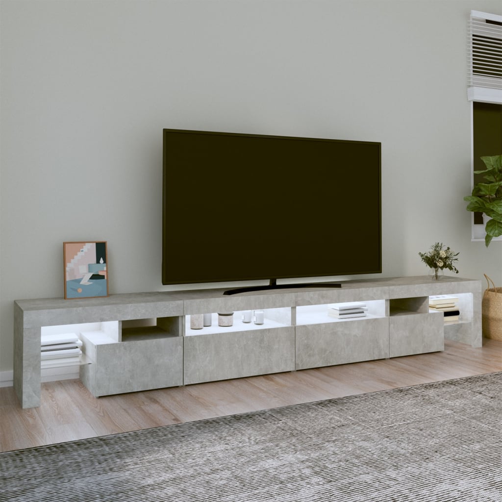 Meuble TV Moderne avec LED RVB – Finition Gris Béton