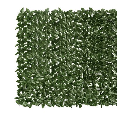 Balcony Privacy Screen with Dark Green Leaves - 600x75 cm