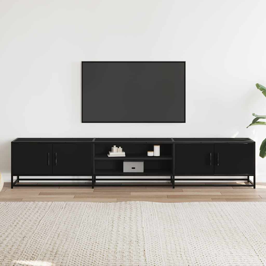 Meuble TV Industriel 180 cm – Bois & Métal – Grand Espace de Rangement