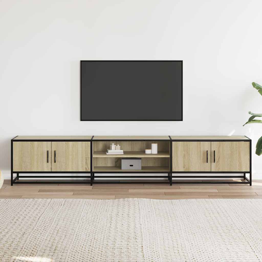 Meuble TV Industriel 180 cm – Bois & Métal – Grand Espace de Rangement
