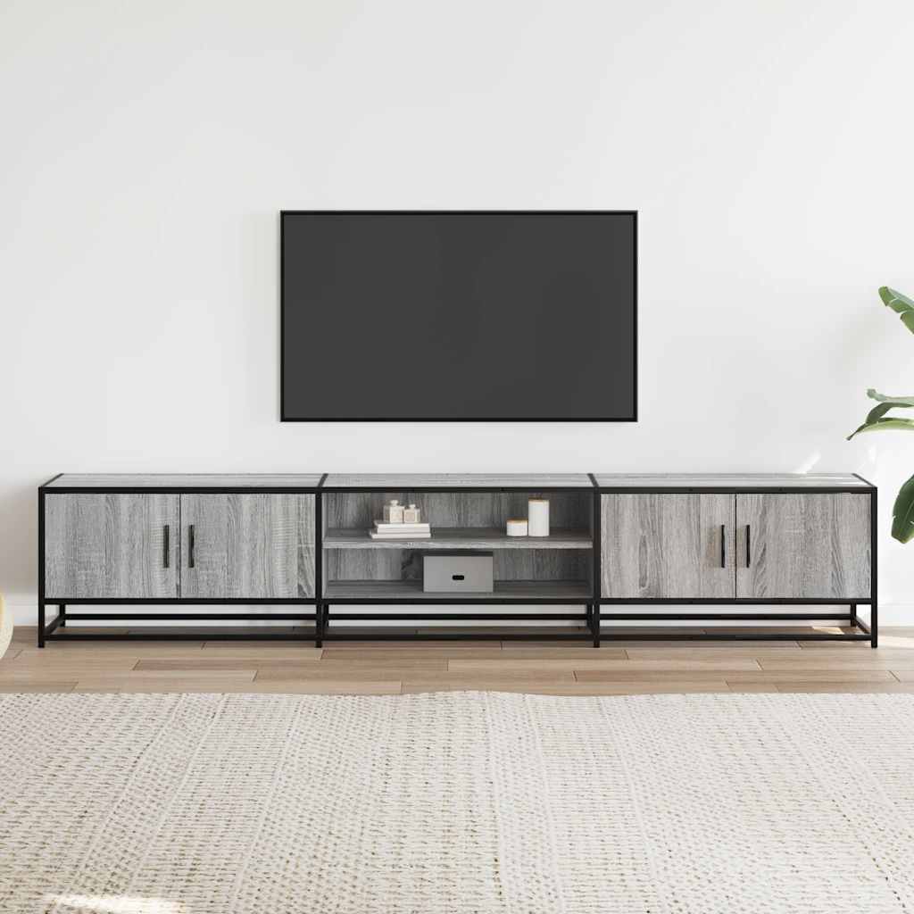 Meuble TV Industriel 180 cm – Bois & Métal – Grand Espace de Rangement