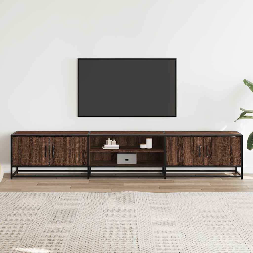 Meuble TV Industriel 180 cm – Bois & Métal – Grand Espace de Rangement