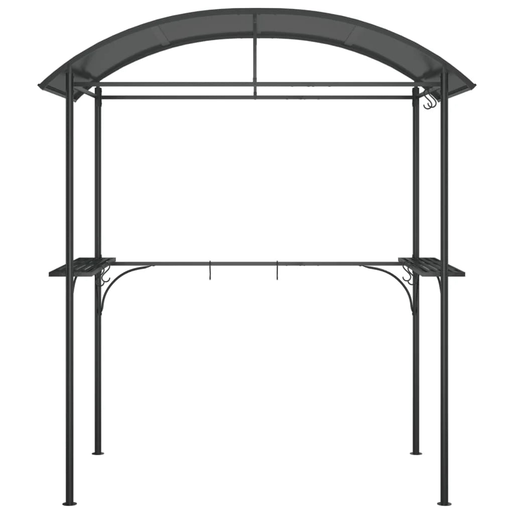 Gazebo BBQ avec étagères latérales anthracite 220x115x230 cm en acier