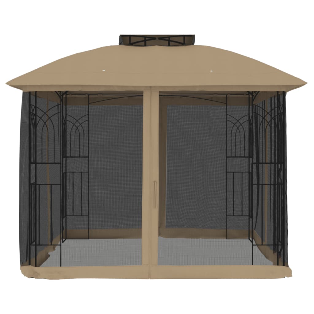 Tonnelle de Jardin avec Double Toit et Parois en Filet – Cadre Acier