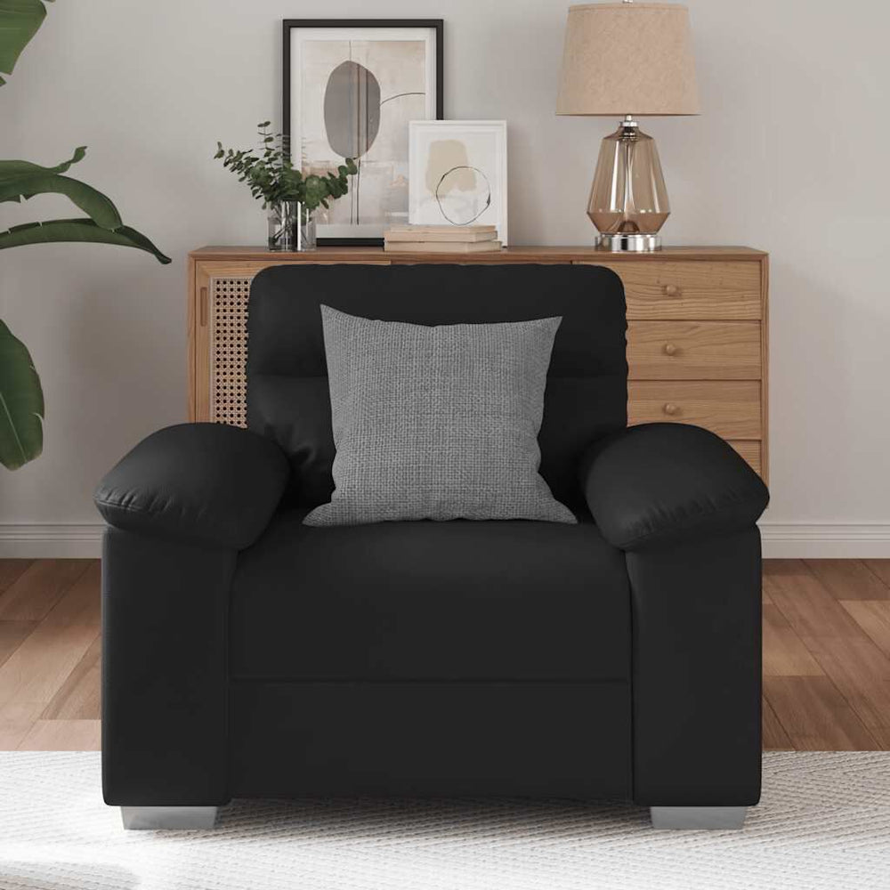 Fauteuil noir et marron 60 cm en similicuir – Design élégant et confort optimal
