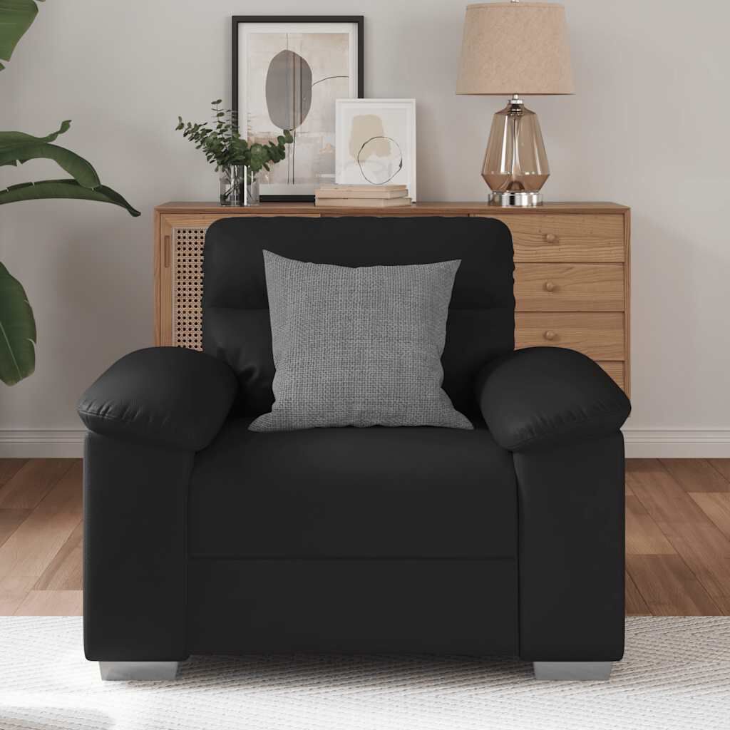 Fauteuil noir et marron 60 cm en similicuir – Design élégant et confort optimal