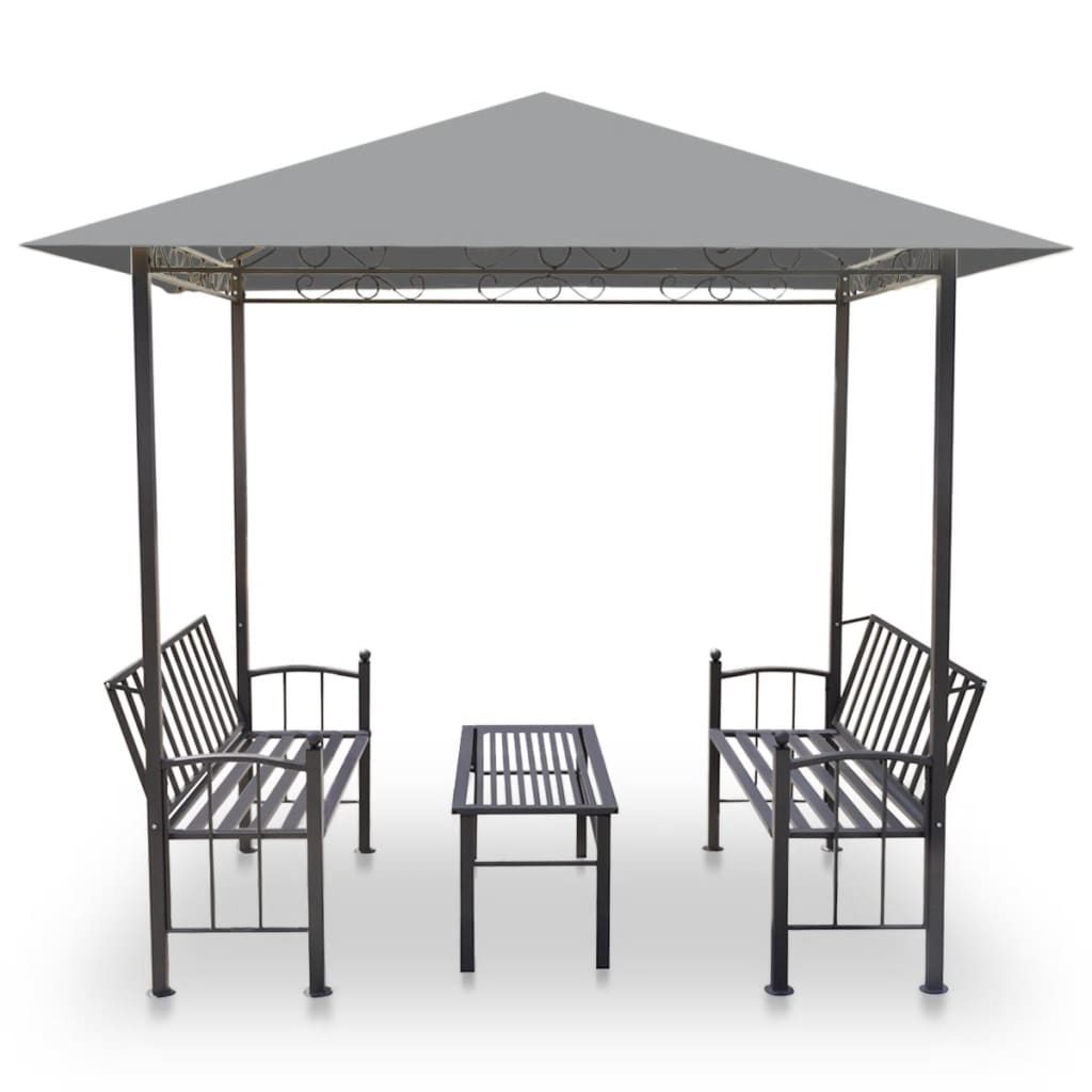 Chapiteau de jardin avec table et bancs 2,5x1,5x2,4 m Anthracite