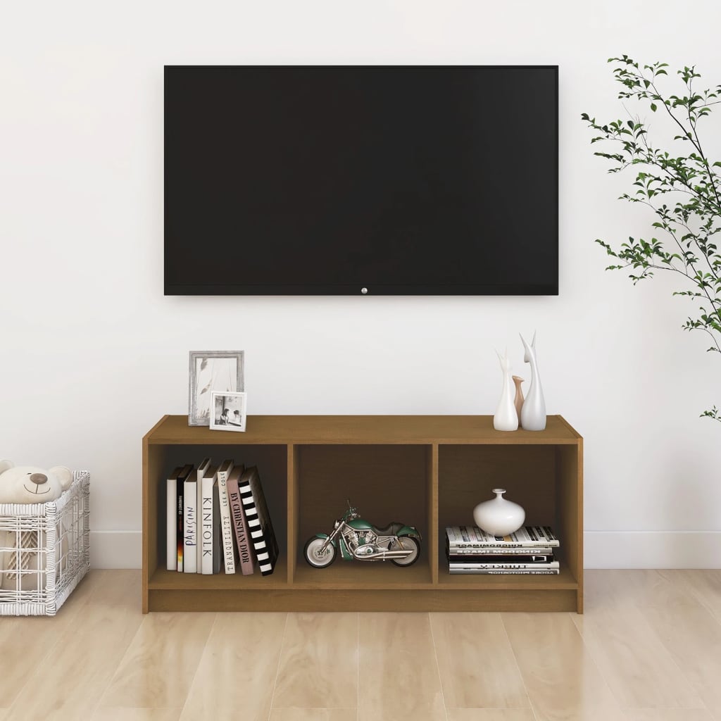 Meuble TV en Bois Massif – 104 cm – Élégance & Rangement Pratique