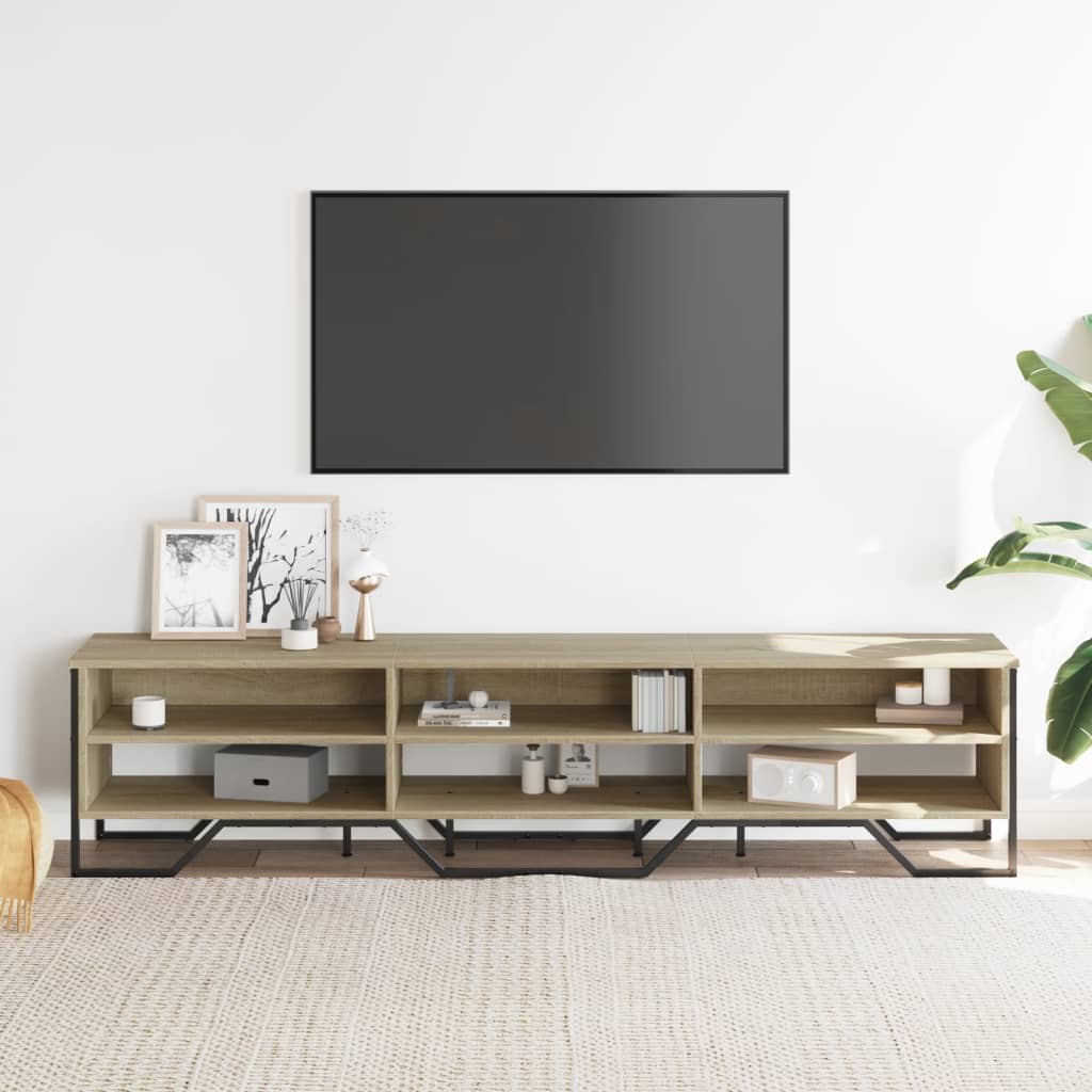 Meuble TV 122x34x41 cm – Bois d'ingénierie & métal