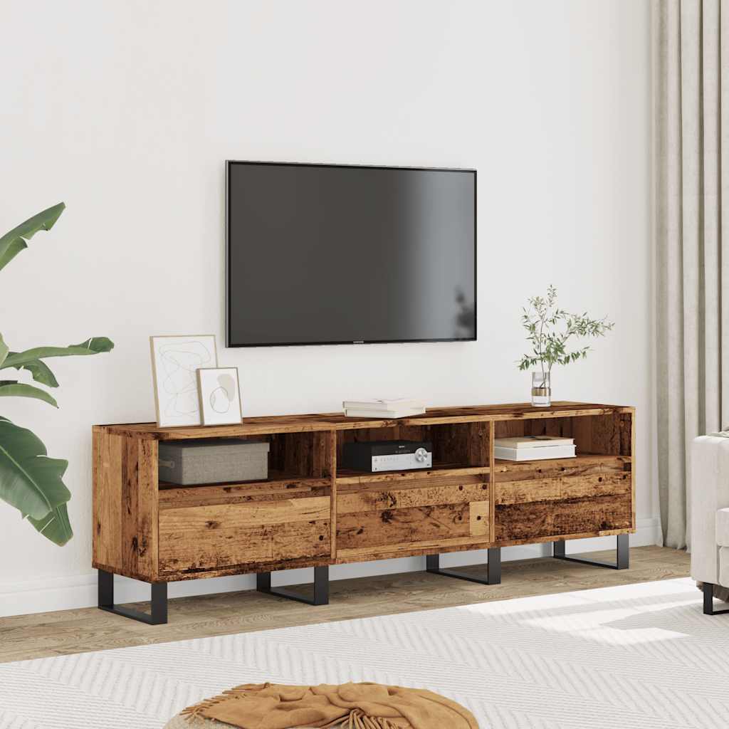 Meuble TV – 150x30x44,5 cm – 6 Compartiments, Pieds en Fer