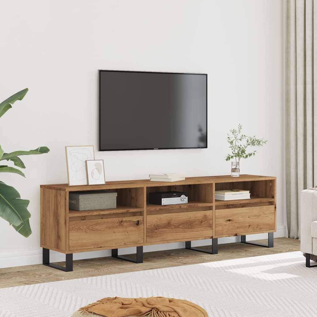 Meuble TV – 150x30x44,5 cm – 6 Compartiments, Pieds en Fer