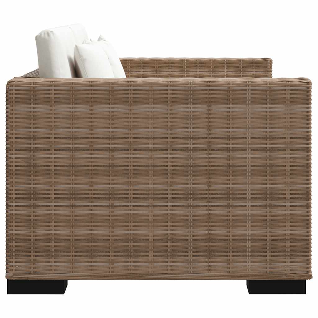 Ensemble Canapé 2 Places & Fauteuil – Rotin Naturel & Coussins Lin Blanc Crème