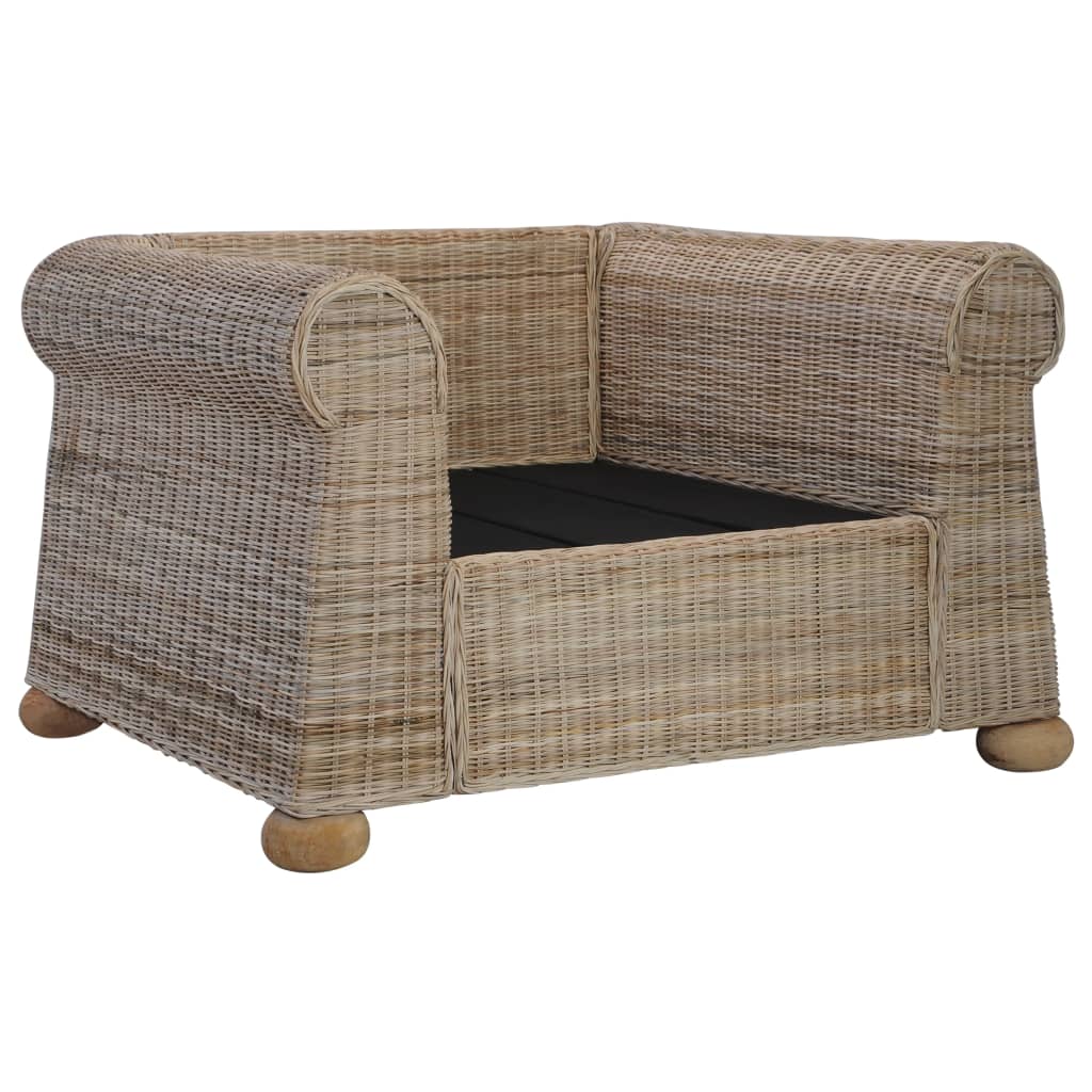 Ensemble Canapé 2 Places & Fauteuil – Rotin Naturel & Coussins Lin Blanc Crème
