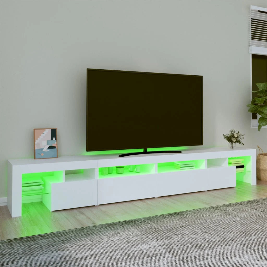 Meuble TV Moderne avec LED RVB – Finition Gris Béton