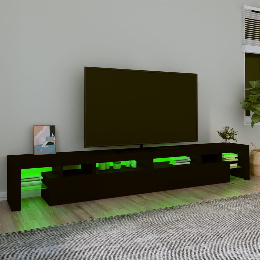 Meuble TV Moderne avec LED RVB – Finition Gris Béton