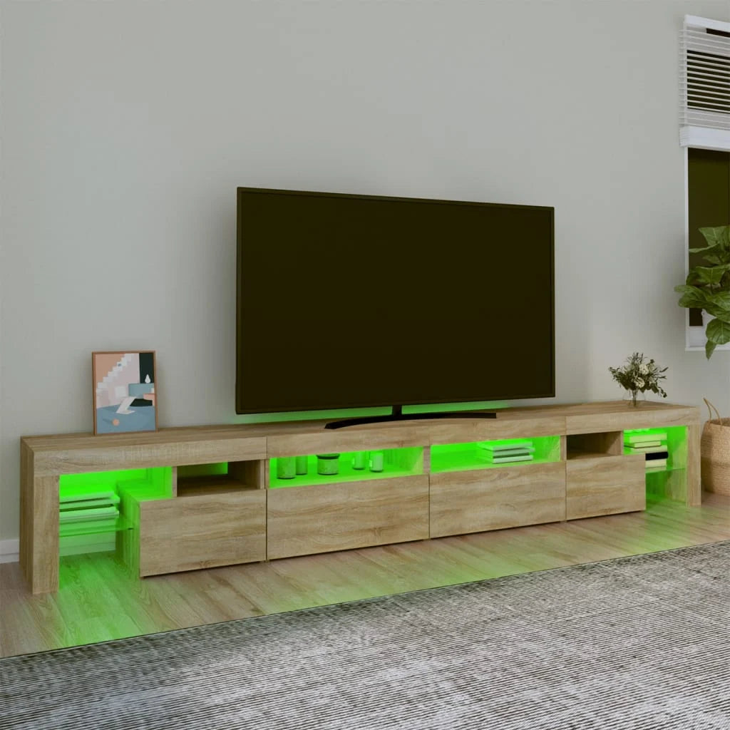 Meuble TV Moderne avec LED RVB – Finition Gris Béton