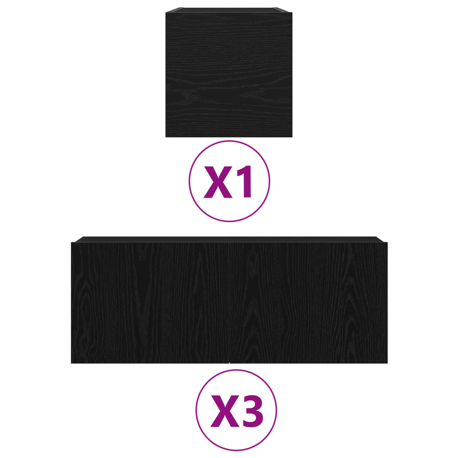 Ensemble de Meuble TV Mural 4 Pièces –  Suspendu avec Grand Espace de Rangement