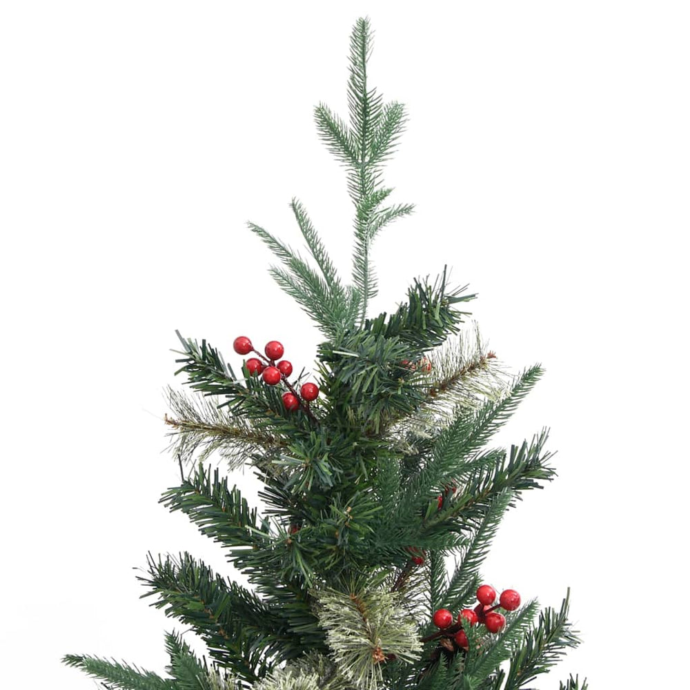 Sapin de Noël artificiel avec pommes de pin et baies – 195 ou 225 cm