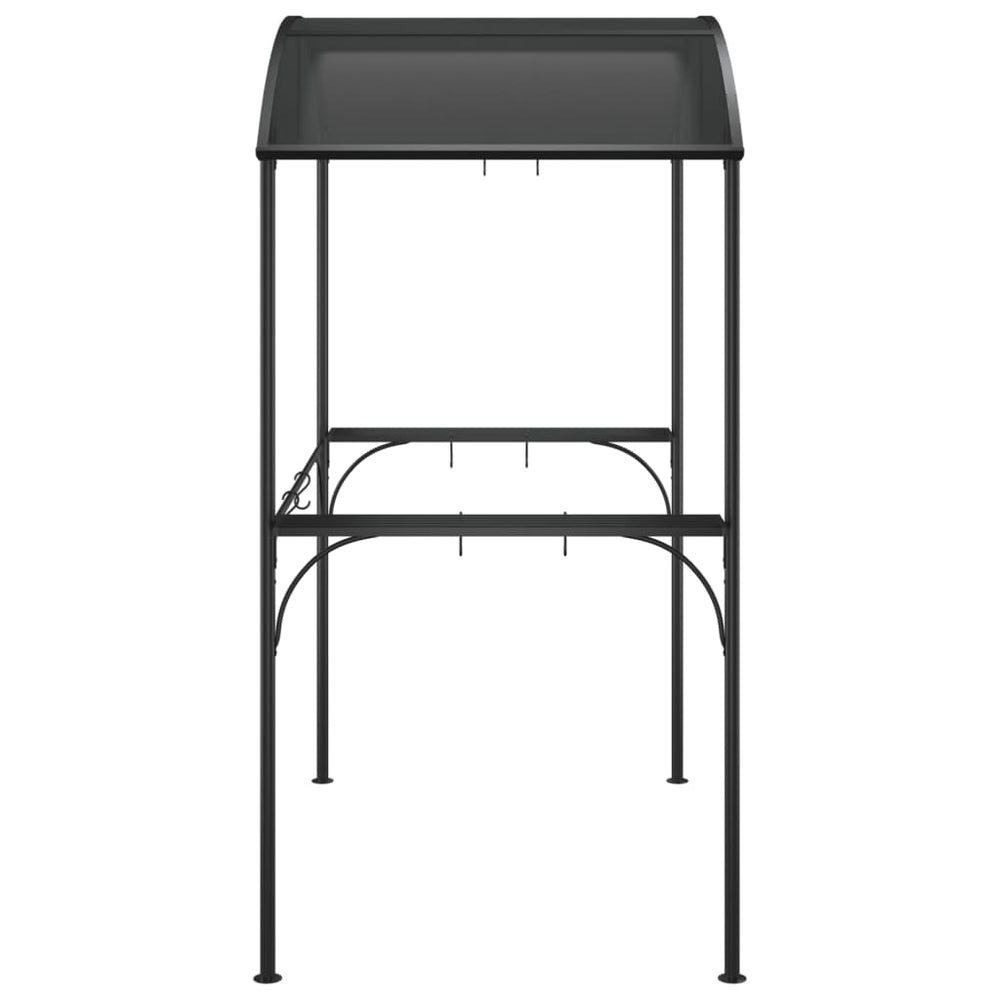 Gazebo BBQ avec étagères latérales anthracite 220 × 115 × 230 cm en acier