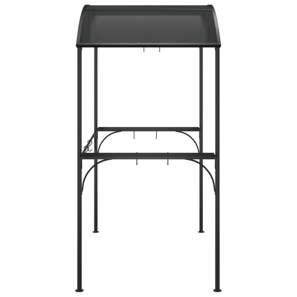 Gazebo BBQ avec étagères latérales anthracite 220x115x230 cm en acier