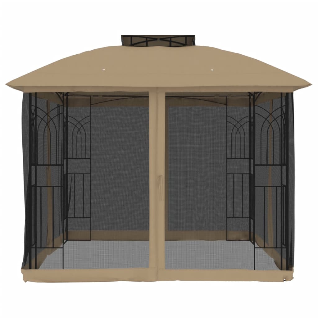 Tonnelle de Jardin avec Double Toit et Parois en Filet – Cadre Acier