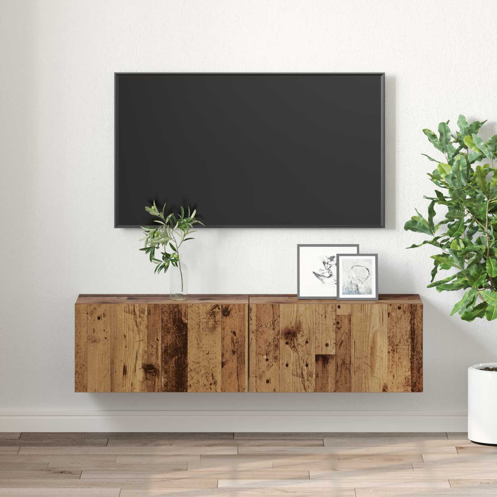 Meuble TV Style Rustique – Finition Vieux Bois