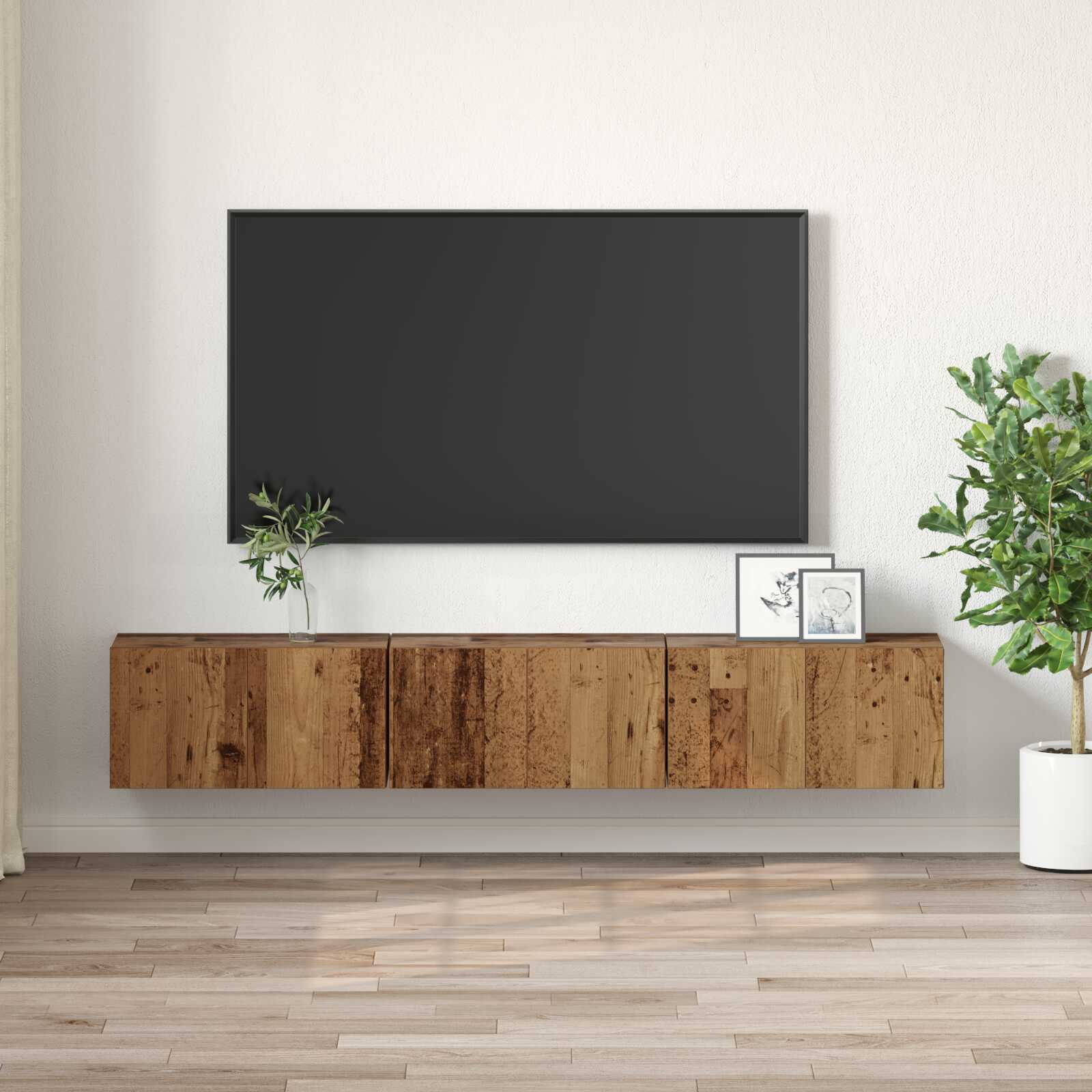Meuble TV Style Rustique – Finition Vieux Bois