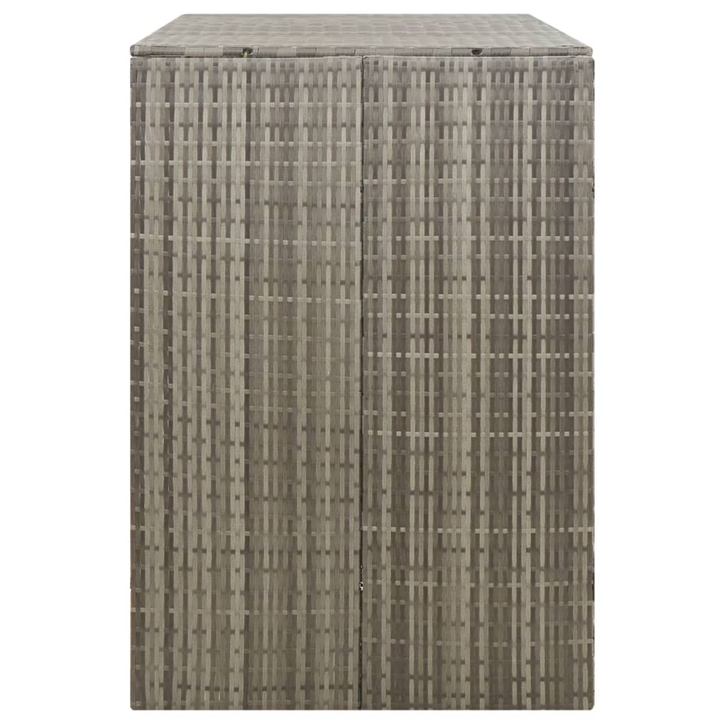 Abri pour poubelle double – Gris – 140x80x117 cm – Résine tressée
