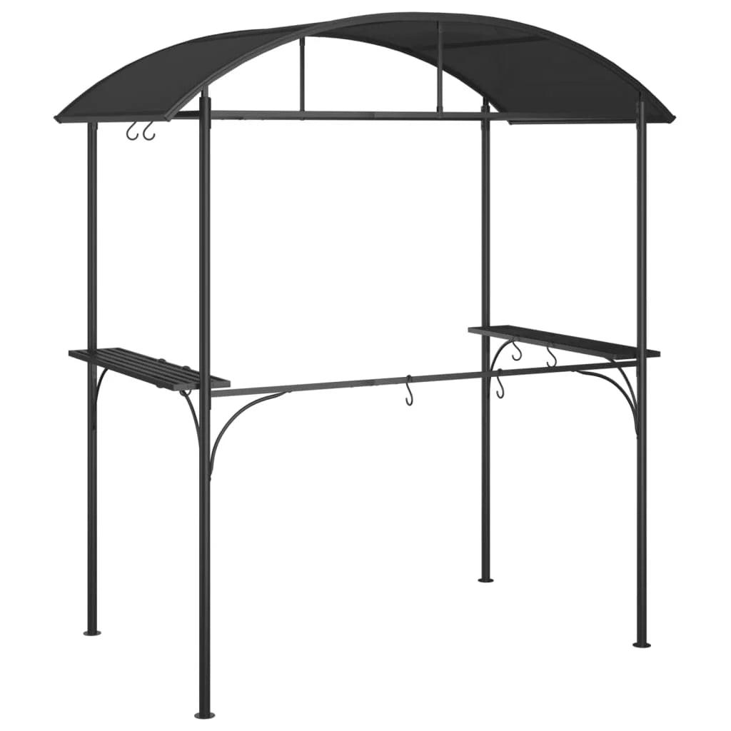 Gazebo BBQ avec étagères latérales anthracite 220x115x230 cm en acier