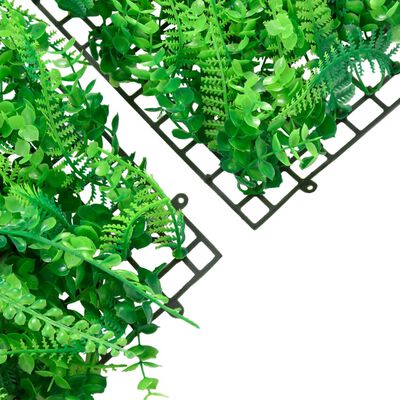 Mur végétal Clôture Feuilles de Fougère Artificielles - Lot de 6 - Vert 40 × 60 cm