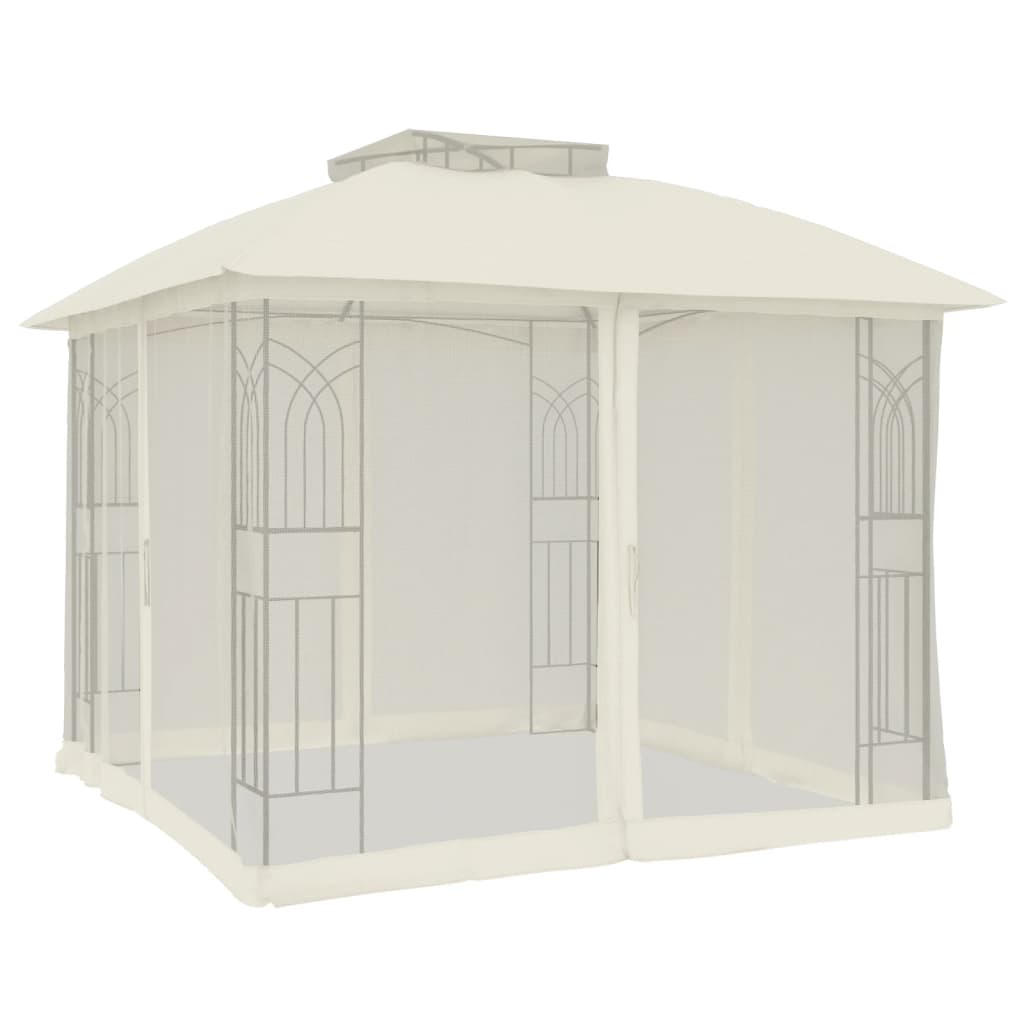 Tonnelle de Jardin avec Double Toit et Parois en Filet – Cadre Acier