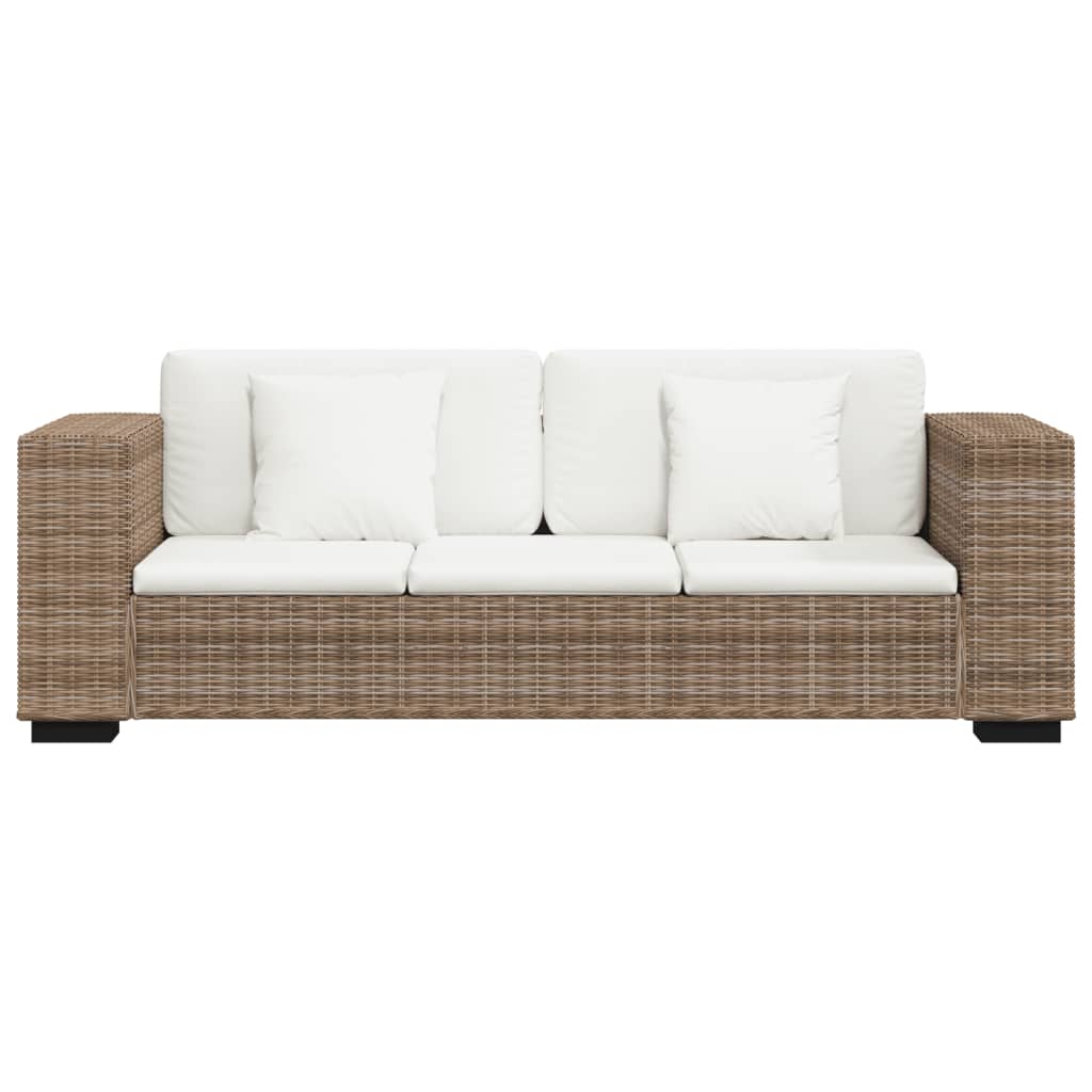 Ensemble Canapé 2 Places & Fauteuil – Rotin Naturel & Coussins Lin Blanc Crème
