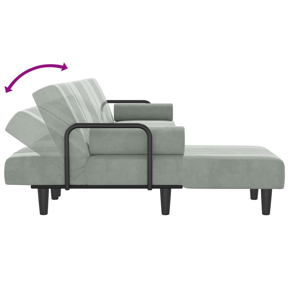 Canapé-Lit en Forme de L – Velours Doux & Polyvalent