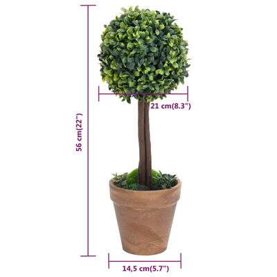 2pcs Artificial Boxwood Plants with Pots - Natural Elegance for Indoor &amp; Outdoor
