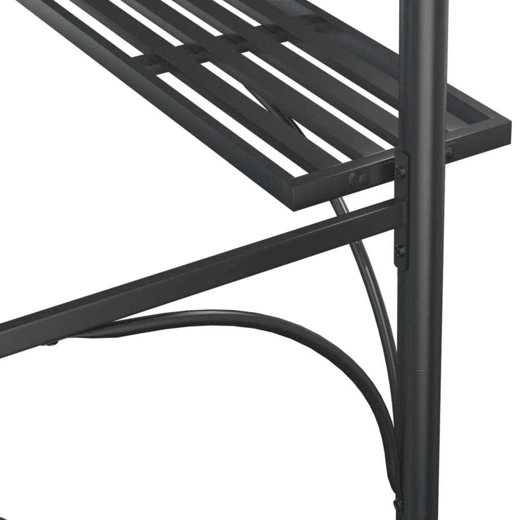 Gazebo BBQ avec étagères latérales anthracite 220x115x230 cm en acier