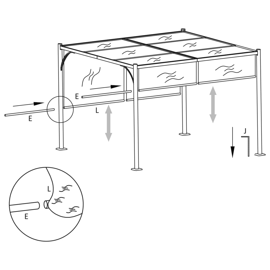 Pergola de Jardin avec Auvent Rétractable Taupe 3x3 m– Élégance et Confort sur Mesure