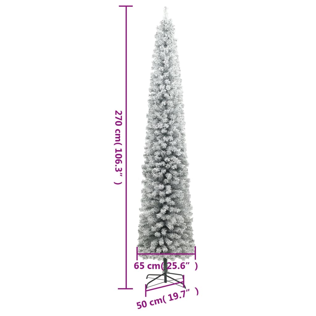 Sapin de Noël Artificiel Mince Flocon de Neige – Design Réaliste
