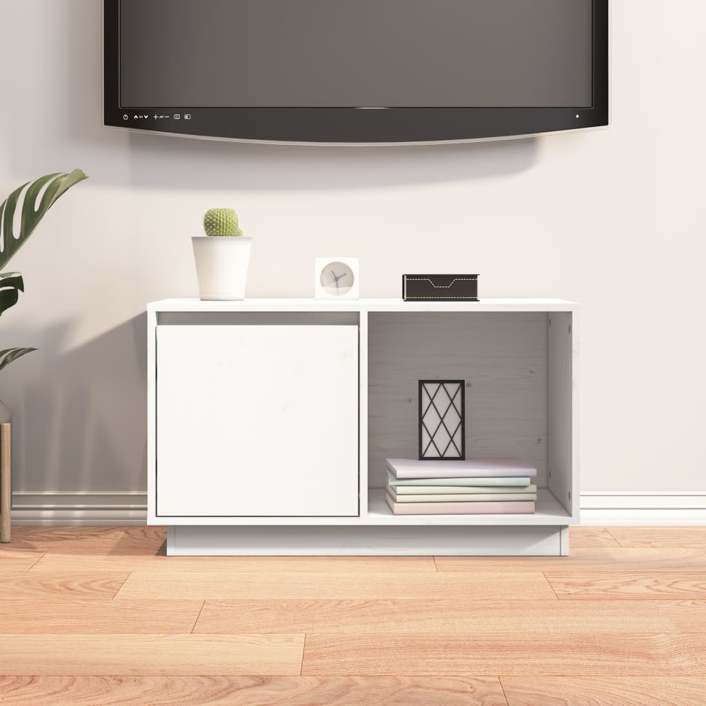 Meuble TV en Bois Massif 74x35x44 cm – Design Épuré et Naturel