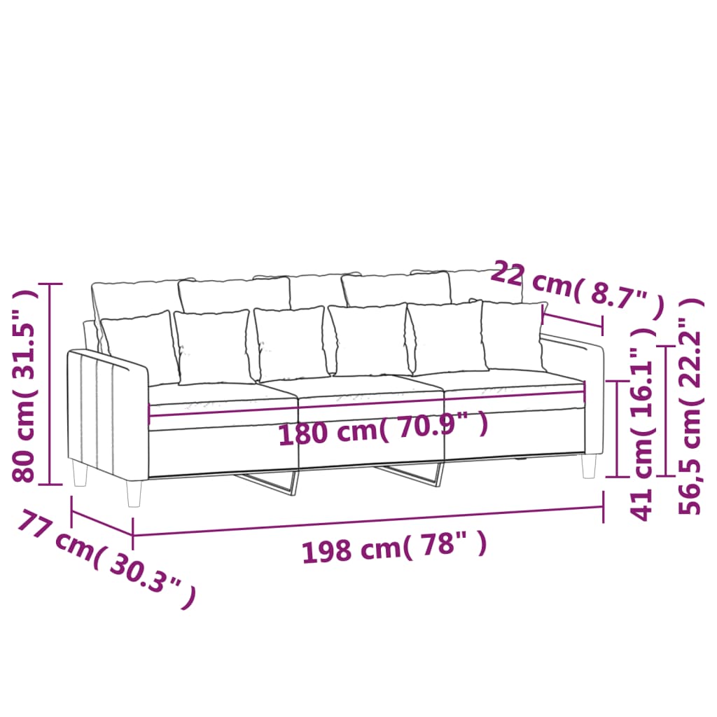 Canapé en velours – Disponible de 60 à 180 cm
