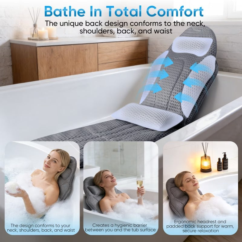 Oreiller de bain intégral avec support lombaire