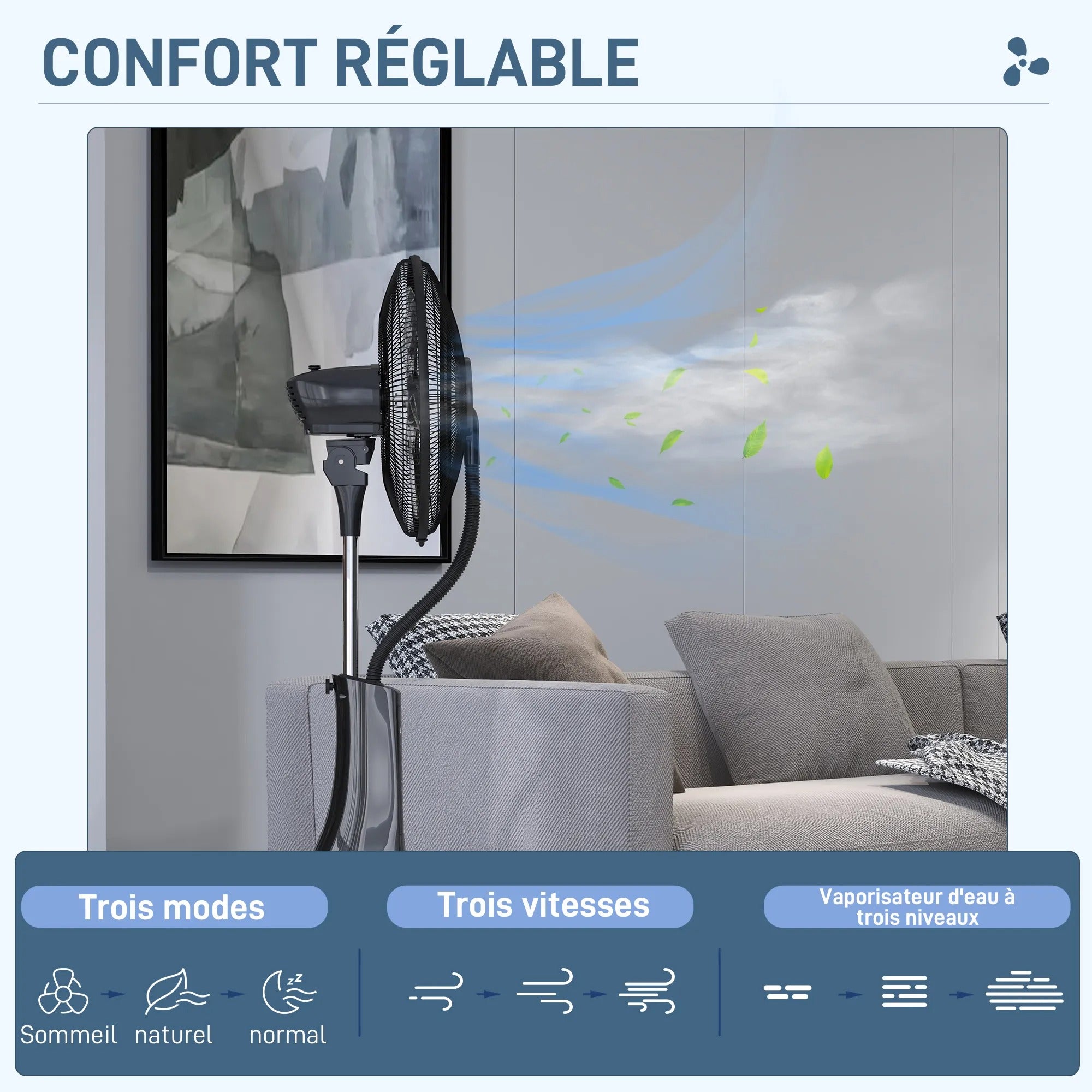 Ventilateur brumisateur sur pied 90 W