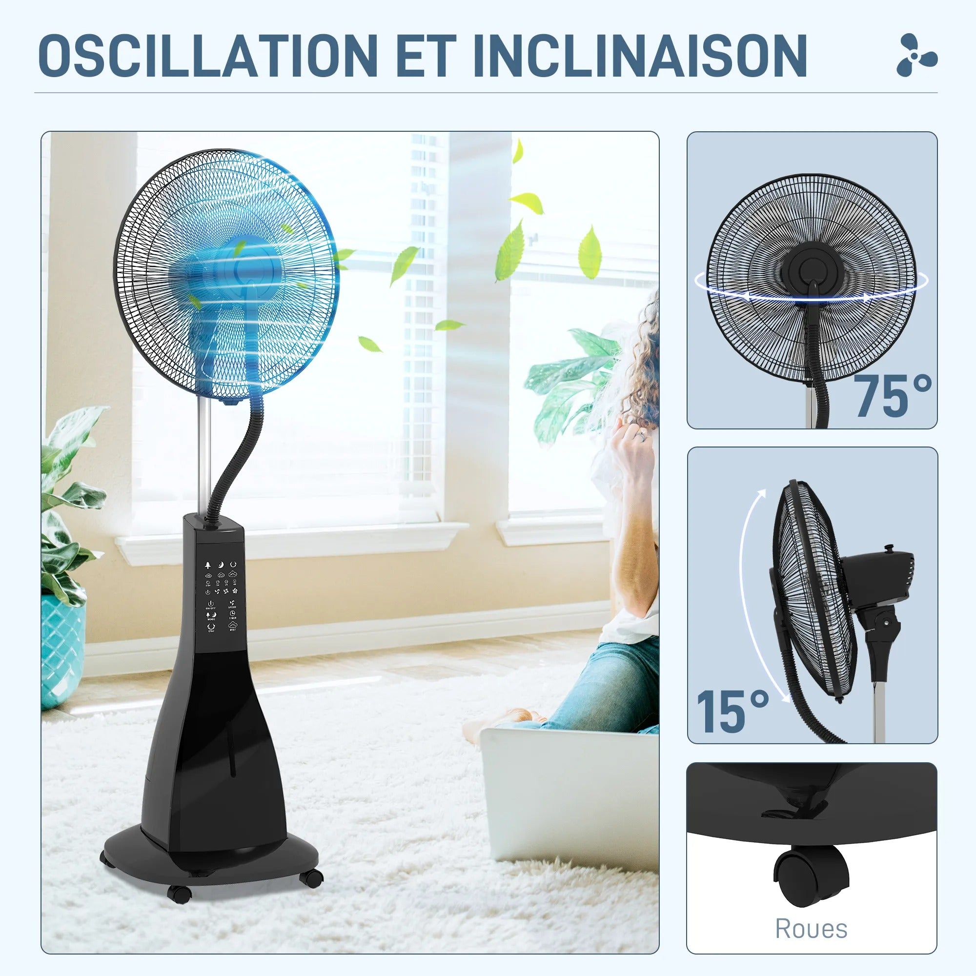 Ventilateur brumisateur sur pied 90 W