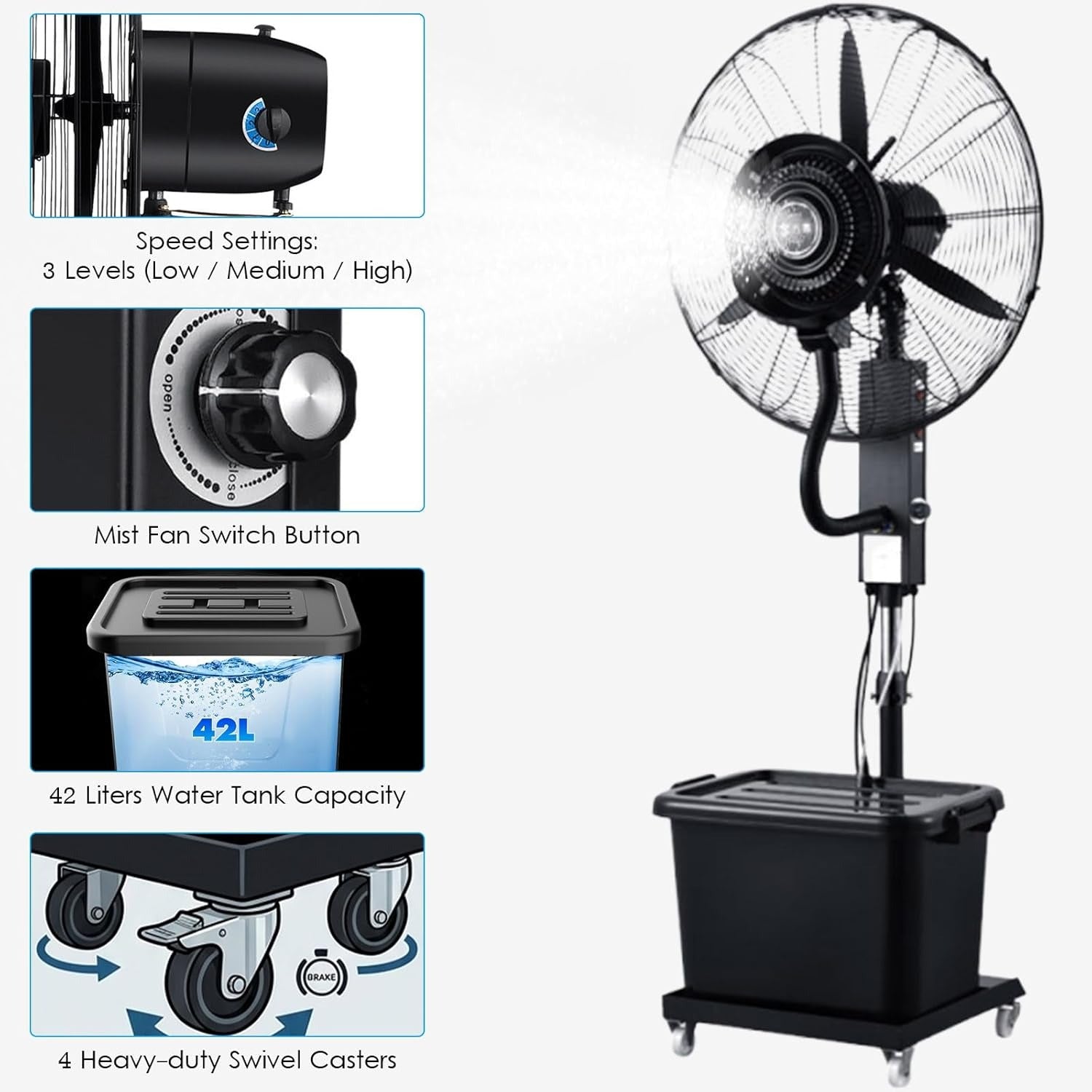 Ventilateur brumisateur extérieur 42 L