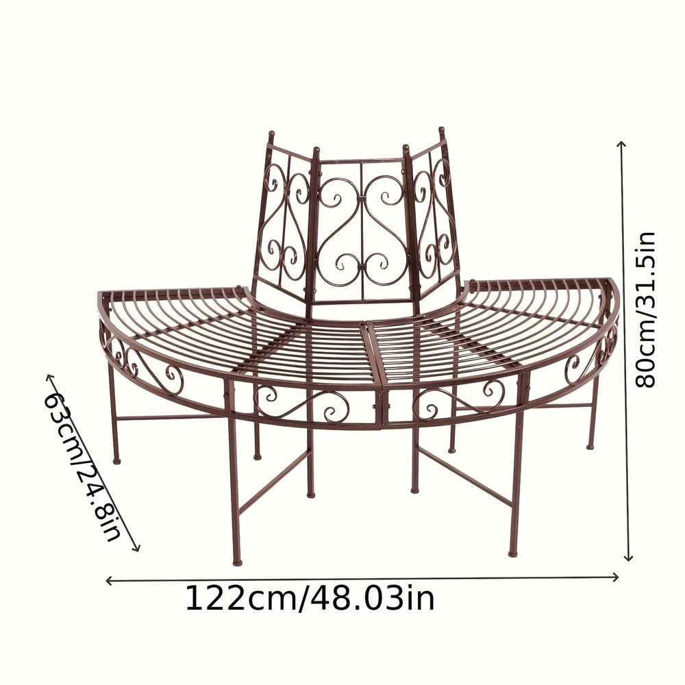 Banc de jardin demi-rond en fer