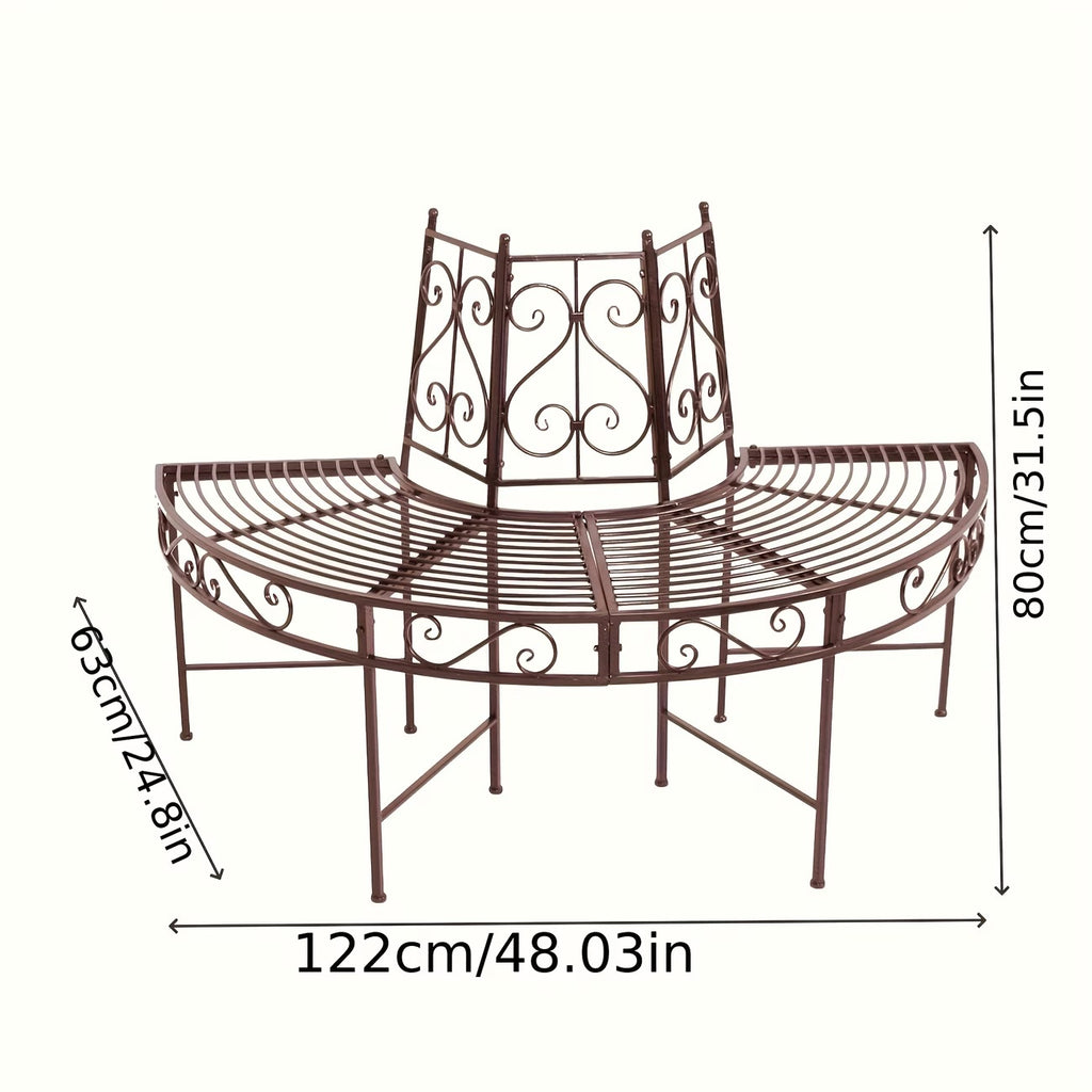 Banc de jardin demi-rond en fer