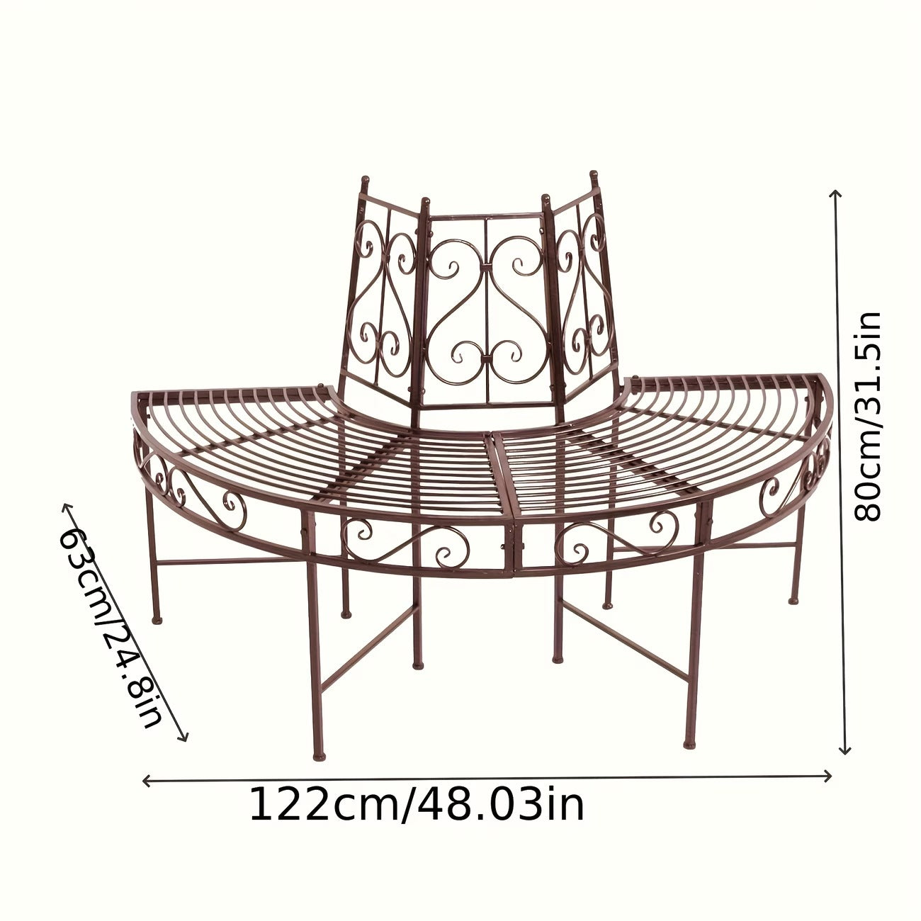 Banc de jardin demi-rond en fer