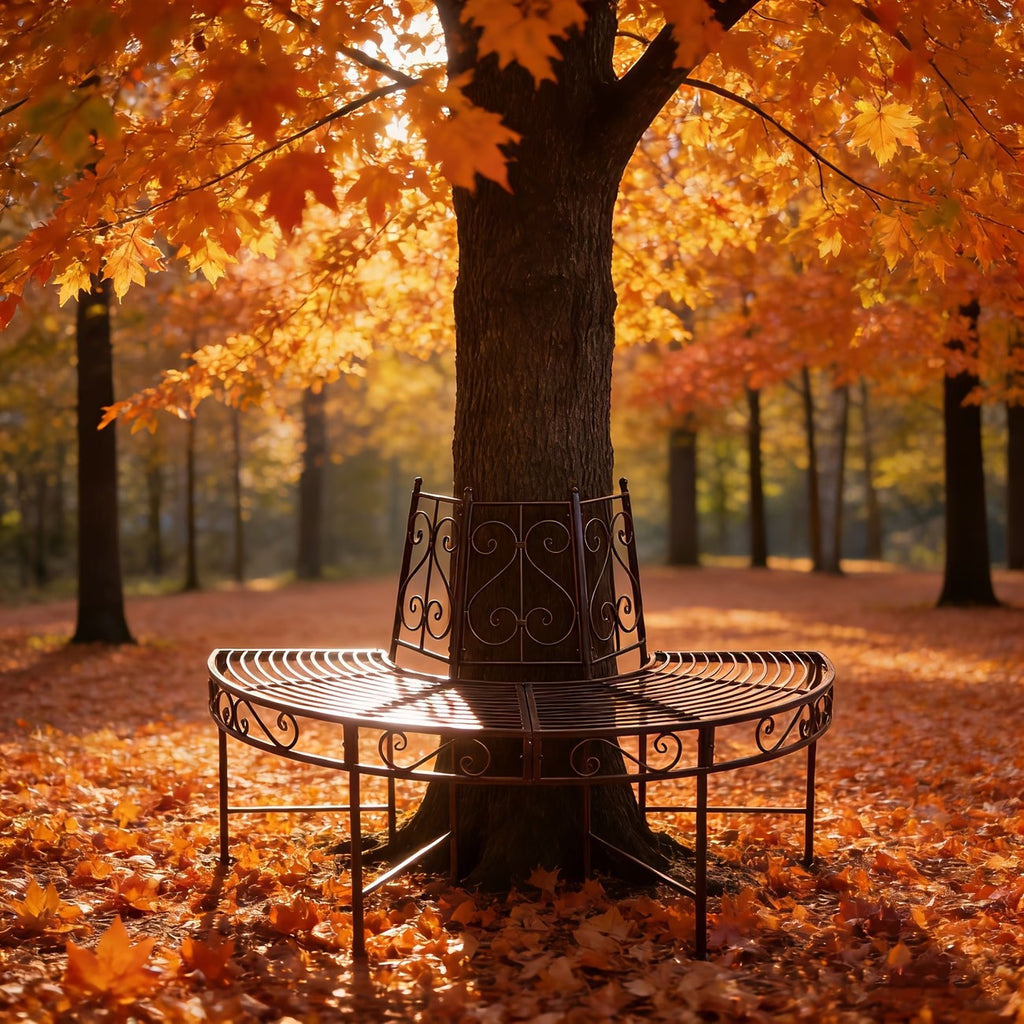 Banc de jardin demi-rond en fer