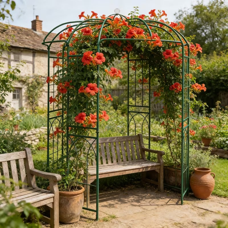 Pavillon à roses en fer forgé 211 x 275 cm